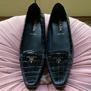 SUPER SALE!! 🌞 Prada Croc Embossed Loafer, Black Size 37